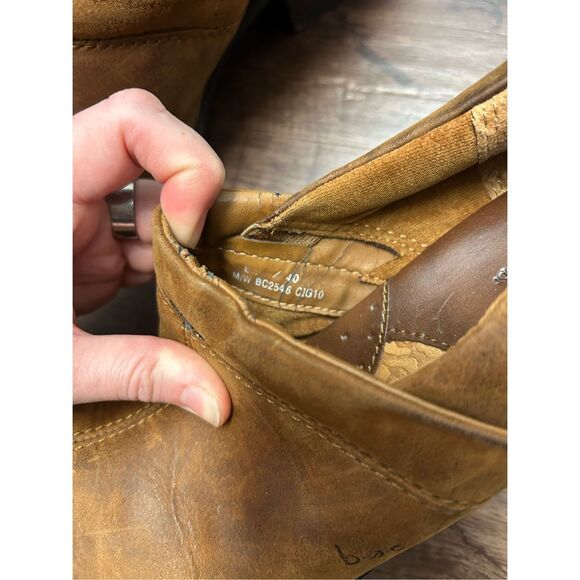BOC Born Shoes Camel Brown Oiled Nubuck Distressed Leather Shooties, Sz 8.5 - Picture 7 of 9